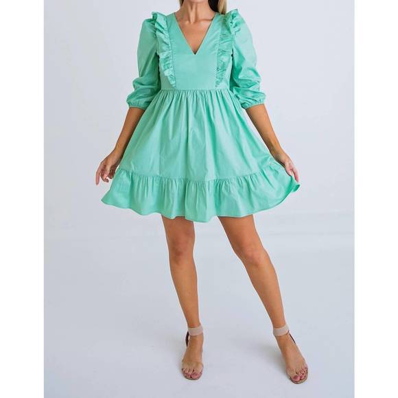 Karlie Denim Ruffle Bottom Dress
